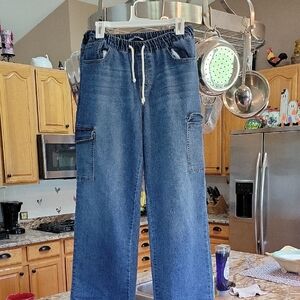 Women's Large Wallflower Blue Jeans with Drawstring Waist